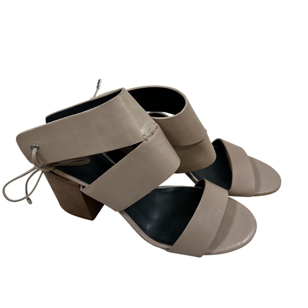 Rebecca Minkoff Nude Leather Block Heel Lace Up Sandals Beige Womens‎ 7.5 M
